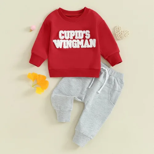 Vista 2 de Karuedoo Conjunto de sudadera con cuello redondo y pantalones deportivos para el día de San Valentín