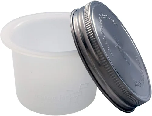 Vista 12 de Mason Jar Lifestyle Taza divisora para ensaladas, salsas y aperitivos. Contenedor de almuerzo Bento sin plástico (gris carbón, boca normal)
