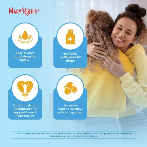 Vista 7 de MaryRuth’s Gotas Líquidas de Vitamina K2 MK7 Orgánicas USDA para Adultos y Niños Obtenidas de Natto Menaquinona- 7 Vitamina K2 Vegana