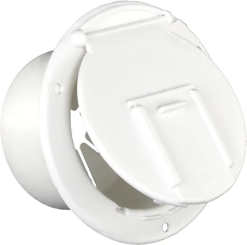 Vista 2 de Escotilla Redonda de Cables Eléctricos con Respaldo marca JR Products, Blanco (Colonial White)