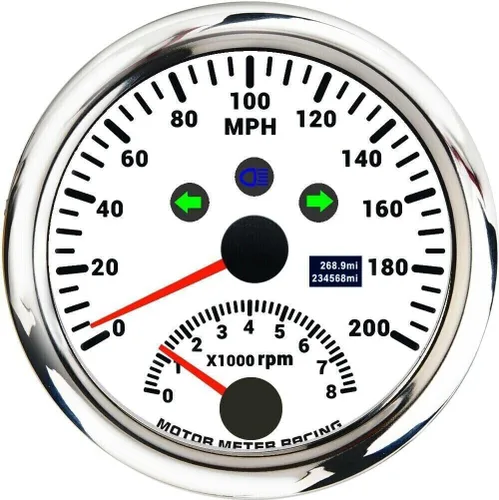 Vista 10 de MOTOR METER RACING W PRO 85mm 3-3/8" 2 en 1 Velocímetro GPS Tacómetro Odómetro Digital Kilometraje y Medidor de Viaje con Señal de Giro y Luz Alta