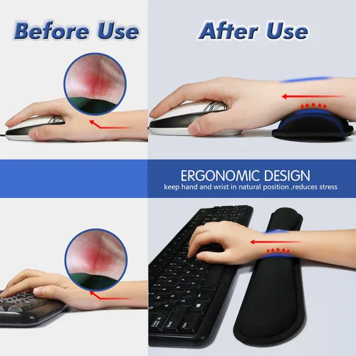 Vista 7 de TONOS Reposamuñecas para teclado, reposamuñecas de 17 pulgadas para teclado de computadora con espuma viscoelástica, diseño ergonómico para escribir