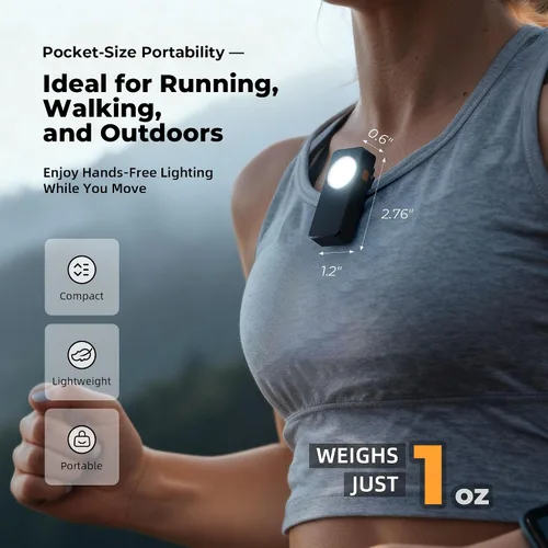 Vista 2 de Linterna EDC Recargable con 4 Modos de Iluminación, 600 Lúmenes Luz de Carrera para Corredores, Linterna de Clip, Linterna de Bolsillo para Correr