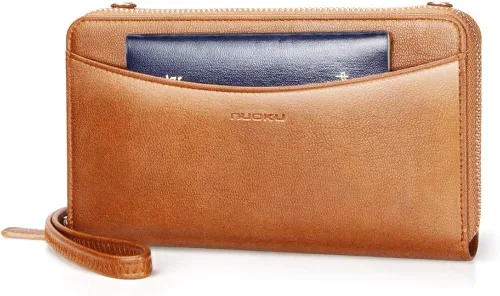Vista 7 de nuoku Cartera RFID para mujer bolso cruzado con cremallera alrededor de 2 correas