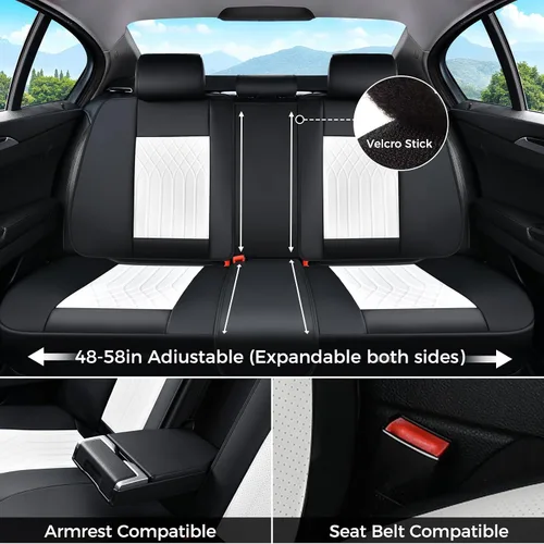 Vista 8 de Fundas de asiento delantero de automóvil, fundas de asiento de cuero para automóviles, protector de asiento impermeable transpirable, fundas