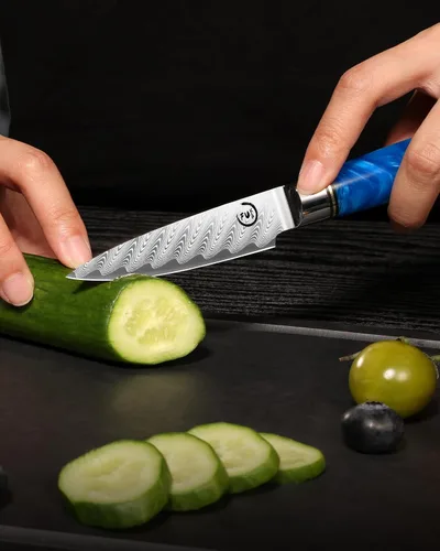 Vista 4 de Cuchillo de pelar de Damasco de 3,5 pulgadas, cuchillo de cocina japonés
