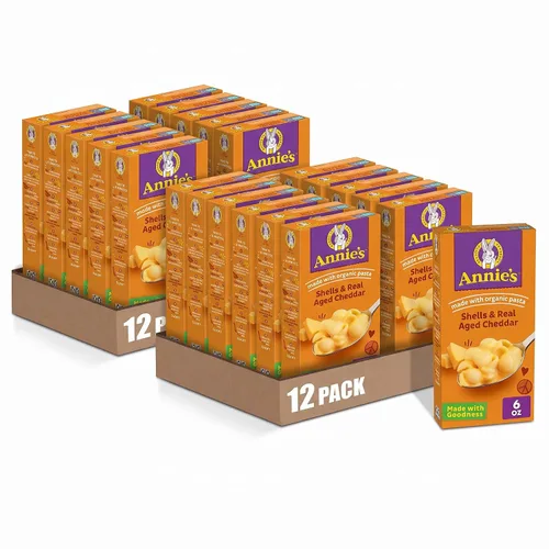 Vista 19 de Annie's Shells & White Cheddar, Organic Pasta and Real Cheese, 4 ct, 24 oz