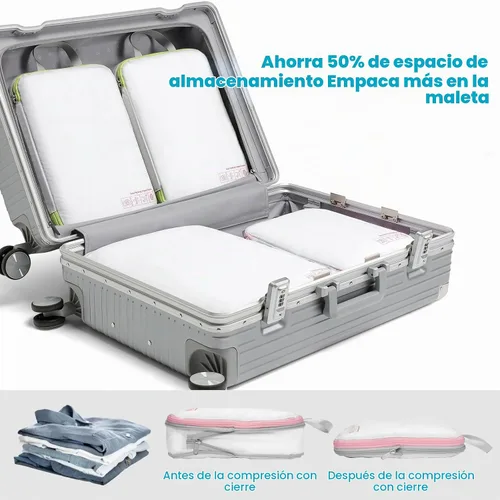 Vista 4 de Cambond Cubos de equipaje de compresión para mujeres de viaje, organizadores de equipaje ligeros, bolsas de equipaje para llevar en maletas 01