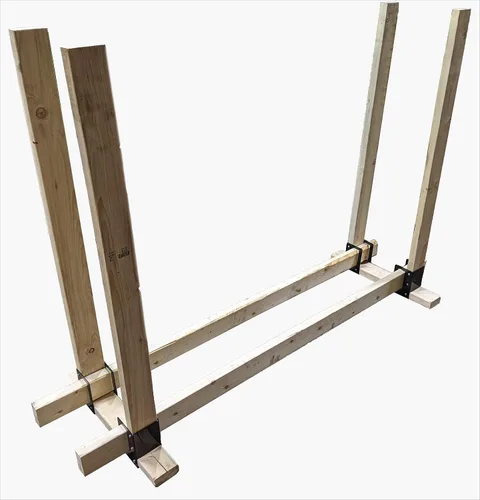 Vista 5 de c2M - Kit de soporte de almacenamiento de troncos de leña para exteriores ajustable de ancho y profundidad, resistente y montaje rápido, fabricado