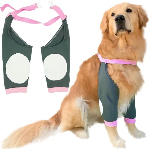 Vista 10 de Coderas para perros, rodilleras, coderas y callos para heridas, patas delanteras para dejar de lamer, perros medianos y grandes, L, color azul