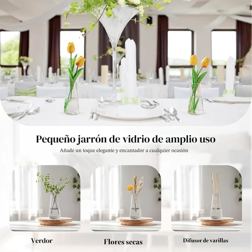 Vista 6 de Glasseam Jarrones de flores transparentes para centros de mesa: moderno juego de 12 jarrones de cristal para bodas, fiestas, centros de mesa