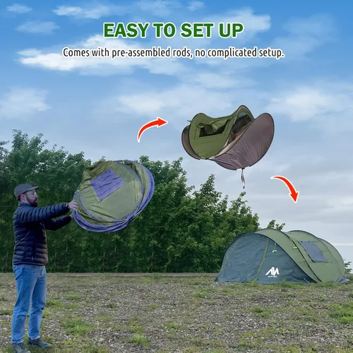 Vista 9 de AYAMAYA Waterproof 6 Person Easy Pop Up Tents for Camping with Vestibule