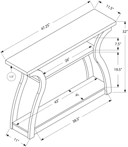 Vista 2 de Monarch Specialties MESA CONSOLA I, NEGRO