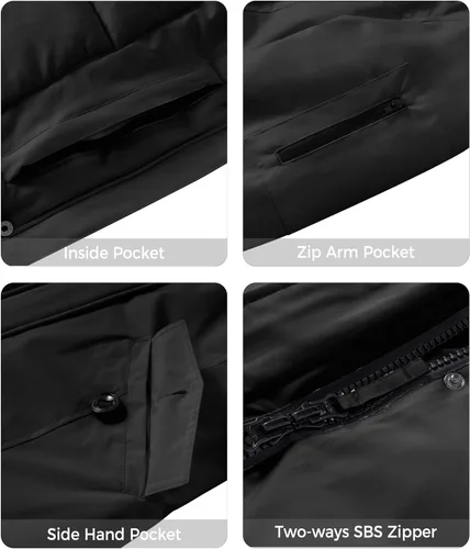 Vista 5 de wantdo Abrigo de invierno para mujer, chaqueta acolchada impermeable, parka gruesa con capucha de piel