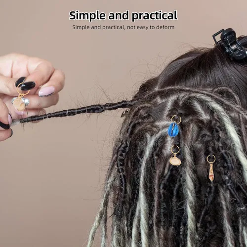 Vista 3 de HEALLILY Beavorty - 13 piezas de anillos para el cabello, colgantes de joyería con concha de océano, accesorios para el cabello, puños