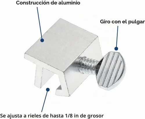 Vista 2 de Prime-Line Cerradura de seguridad de ventana deslizante para riel de 1/8 pulgadas, aluminio (paquete de 4)