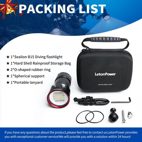 Vista 5 de B15 Luz de Buceo Subacuática 8000 Lúmenes Luces de Vídeo Subacuáticas 80m Luz de Buceo para Deportes Bajo el Agua, Filmación Submarina y Fotografía
