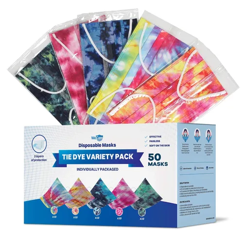 Vista 2 de WECARE Paquete de máscara facial de teñido anudado y bandana para adultos, envuelta individualmente