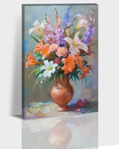 Vista 25 de Hzddty Lienzo de flores rojas de amapola para pared, pintura floral abstracta para paredes, imágenes de flores con estampado floral, decoración