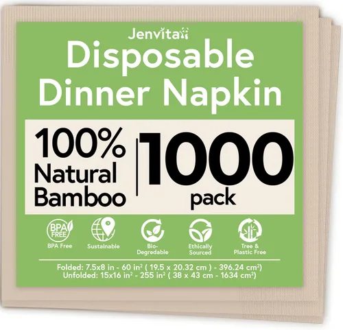 Vista 11 de Servilletas compostables 100% bambú (paquete de 50) Servilletas resistentes para almuerzo, cena, eventos, ocasiones y entretenimiento, ecológicas