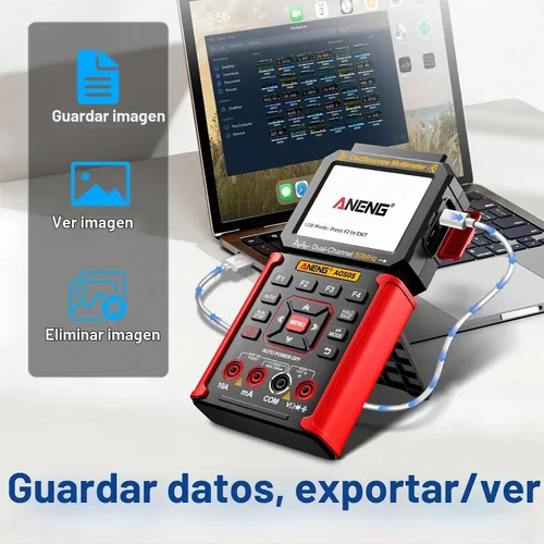 Vista 6 de Multímetro osciloscopio portátil 3 en 1,50MHz canal dual,Generador de señal Rojo