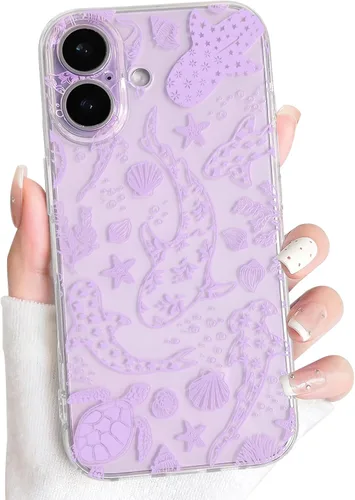 Vista 100 de NITITOP Funda para iPhone 13 Clear Sea Animal - Pez negro Pescado Negro