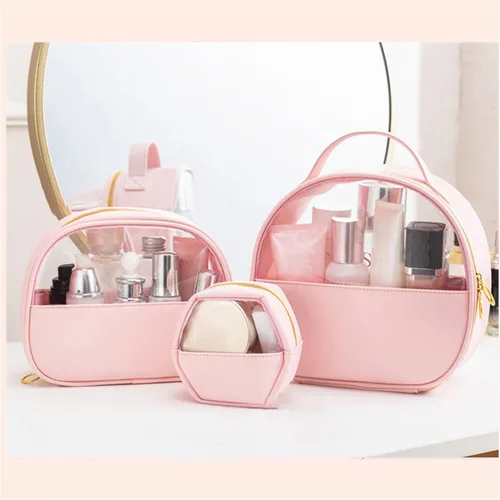 Vista 4 de Bolsas de maquillaje para mujer, organizador de viaje, bolsas de cosméticos portátiles, bolsa de aseo transparente, bolsa de aseo para el cabello