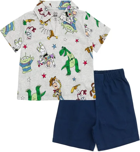 Vista 5 de Disney Conjunto de camisa polo y pantalones cortos de sarga tallas de niños pequeños a niños grandes (2T - 10-12)