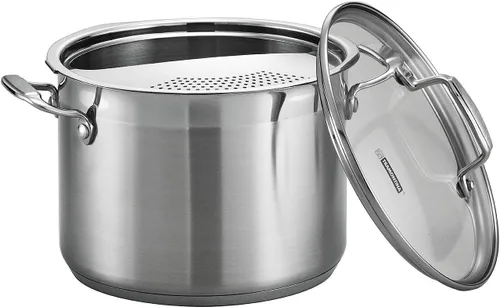 Vista 3 de Tramontina Olla gourmet de acero inoxidable de 6 cuartos de galón con tapa y colador
