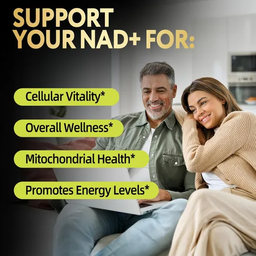 Vista 2 de Suplemento NAD de 1800 mg - NAD+ licotinamida ribósido NR con resveratrol para mujeres y hombres - Aumenta los niveles de NAD Plus, avanzado, salud