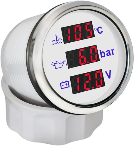 Vista 8 de ELING Voltímetro multifuncional 4 en 1 de 3.346 in, presión de aceite, nivel de combustible, medidor de temperatura del agua 9-32 V para automóvil