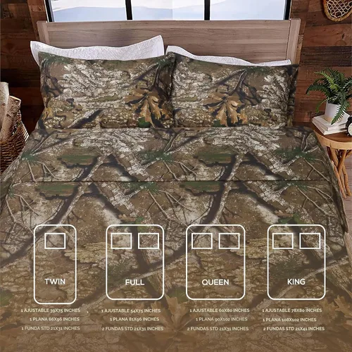 Vista 6 de VISI-ONE RealTree APX Twin Camo Juego de sábanas de microfibra de 3 piezas – Ropa de cama unisex para niños, niños pequeños y adolescentes, perfecta