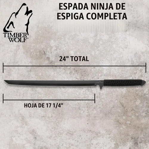 Vista 2 de Timber Wolf espada ninja de hoja completa
