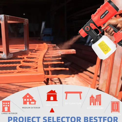 Vista 4 de Pulverizador de Pintura Inalámbrico Compatible con Batería Milwaukee M18, Pistola de Pintura en Aerosol HVLP con 4 Boquillas de Cobre, Motor de Alta