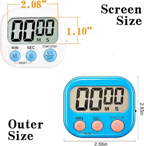 Vista 2 de Temporizador digital de cocina para cocinar, temporizador electrónico multifunción, alarma de dígitos grandes, respaldo magnético fuerte