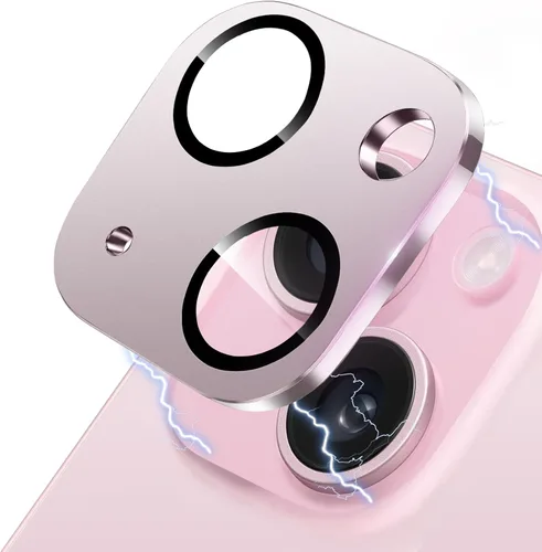Vista 85 de Protector de Lente de Cámara para iPhone 14 / iPhone 14 Plus Película de Cubierta de Cámara de Metal, Vidrio Templado 9H, Antiarañazos, Compatible