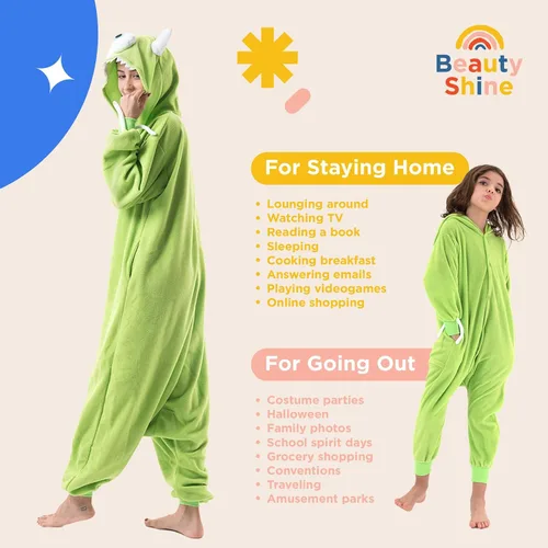 Vista 4 de Beauty Shine Kids Onesie Unisex Child Animal Costume Sleepwear Jumpsuit Christmas Halloween Cosplay Pajamas