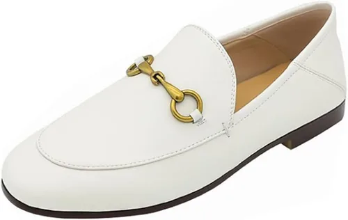 Vista 21 de Divanne Mocasines para mujer, mocasines planos con cadena dorada, mocasines de piel sin cordones Albaricoque