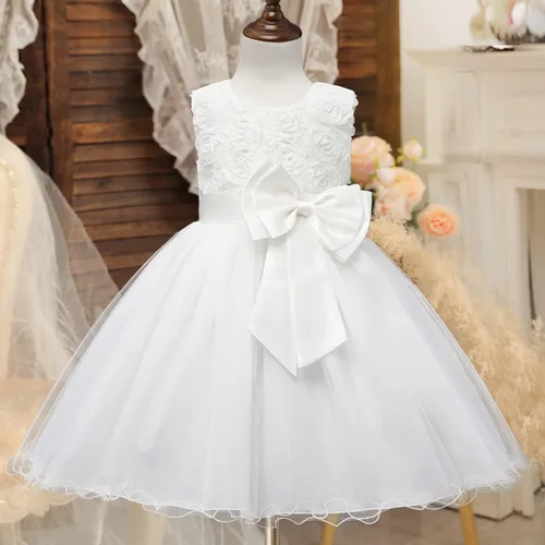 Vista 2 de NNJXD Vestido de princesa de tutú con flores 3D sin mangas para niña para las fiestas
