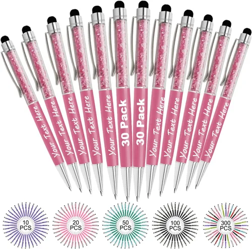 Vista 34 de Bolígrafos personalizados con nombre y texto, bolígrafos de diamantes de cristal personalizados a granel, 10 bolígrafos, regalos para mujeres