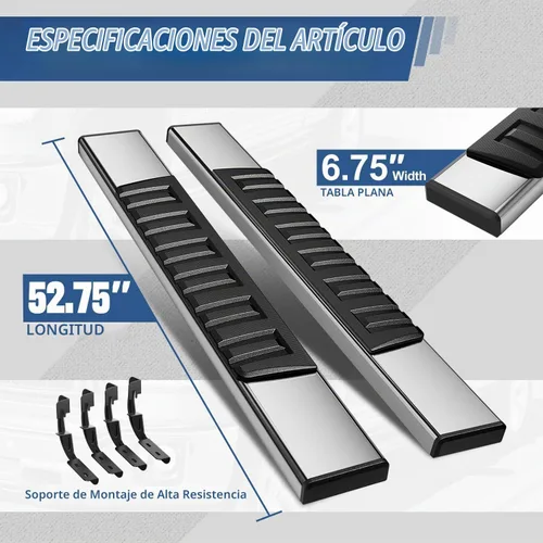 Vista 3 de Auto Dynasty - Estribos de 6.75 pulgadas compatibles con 2007-2019 Silverado Sierra 1500 2500HD 3500HD de cabina regular, barras laterales de acero