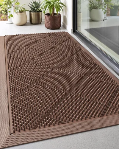 Vista 9 de DEXI - Tapete para puerta de entrada exterior, 36 x 48 pulgadas Nubs de cono negro