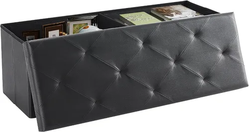 Vista 14 de DUMOS 30 Inch Foldable Storage Ottoman Bench, Gray Ottoman with Storage Grey