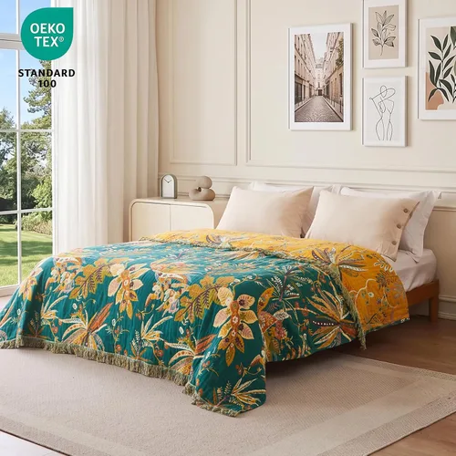 Vista 69 de MSGKV - Manta bohemia/primaveral de algodón para sofá y sala de estar, de gasa acogedora, de 50 x 60 pulgadas 50"x60" Cotton Throw, Woven Bird