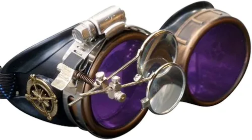 Vista 12 de UMBRELLALABORATORY Gafas de estilo victoriano Steampunk con diseño de brújula y lupa ocular, gafas para rave