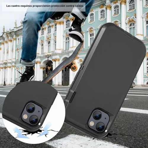 Vista 5 de Funda resistente para Apple iPhone 14, con clip para cinturón y soporte, resistente a prueba de golpes, funda protectora de cuerpo completo