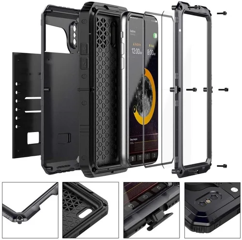 Vista 5 de Beasyjoy Funda de metal para iPhone Xs iPhone X/10, resistente al agua, resistente, protección de cuerpo completo, a prueba de golpes, resistente