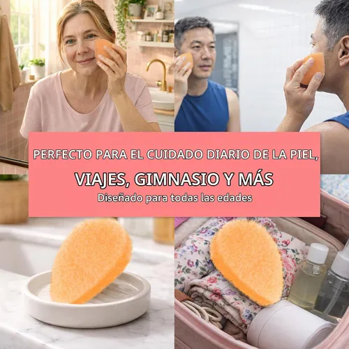 Vista 6 de IMPRESA Esponjas Exfoliantes para Limpieza Facial - Estilo Puff Regular - Esponjas Exfoliantes Reutilizables de Espuma Natural de Grado Médico