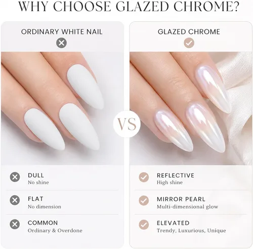 Vista 15 de Polvo de uñas de cromo perla blanca para uñas de gel