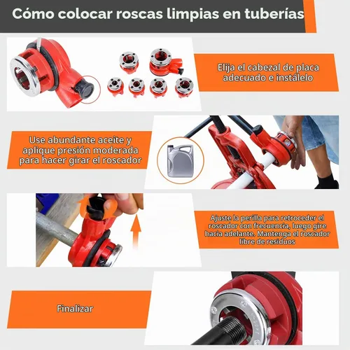 Vista 4 de Goplus trinquetes para tuberías c/6 hembras y caja de almacenamiento